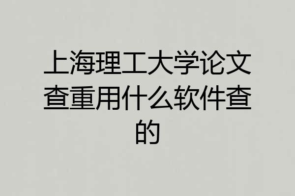 上海理工大学论文查重用什么软件查的
