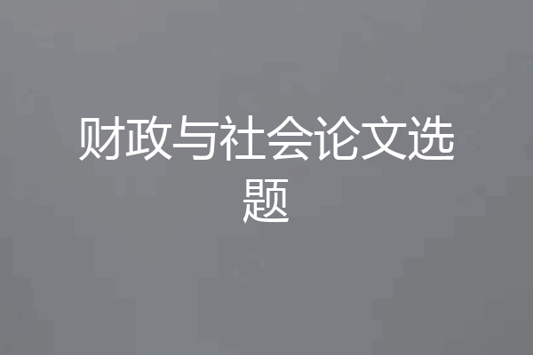 财政与社会论文选题