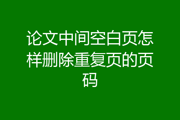 论文中间空白页怎样删除重复页的页码