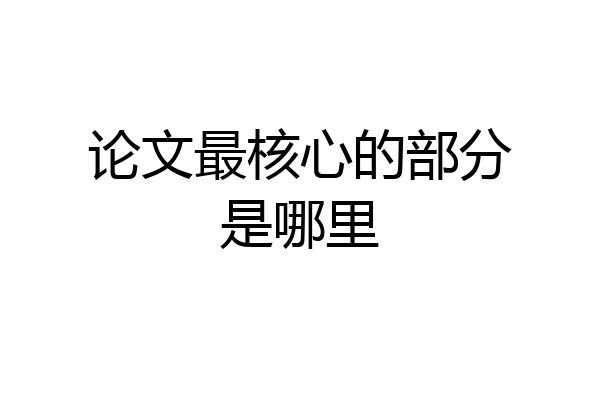 论文最核心的部分是哪里