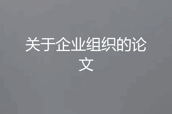关于企业组织的论文