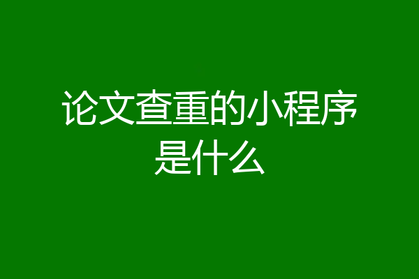 论文查重的小程序是什么