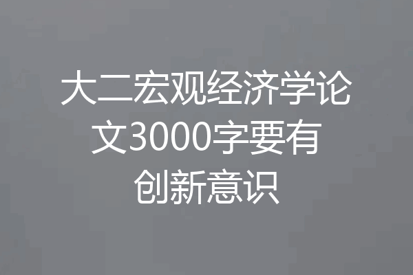 大二宏观经济学论文3000字要有创新意识