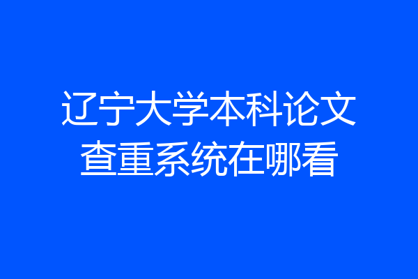 辽宁大学本科论文查重系统在哪看