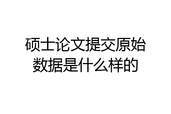 硕士论文提交原始数据是什么样的