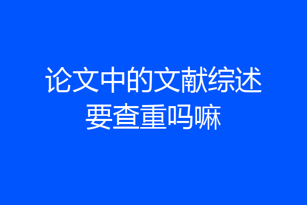 论文中的文献综述要查重吗嘛