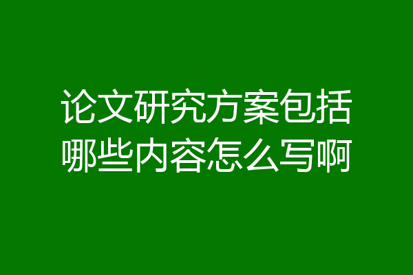 论文研究方案包括哪些内容怎么写啊