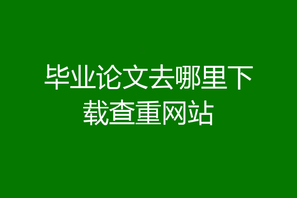 毕业论文去哪里下载查重网站