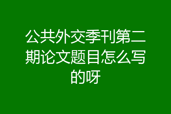 公共外交季刊第二期论文题目怎么写的呀