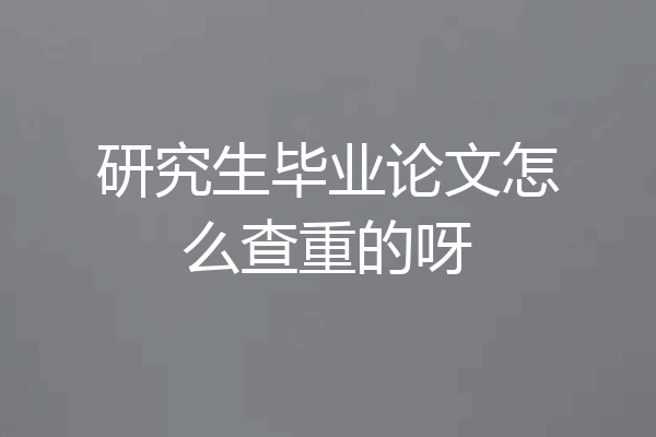 研究生毕业论文怎么查重的呀