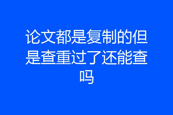 论文都是复制的但是查重过了还能查吗