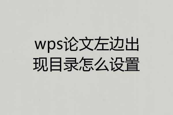 wps论文左边出现目录怎么设置