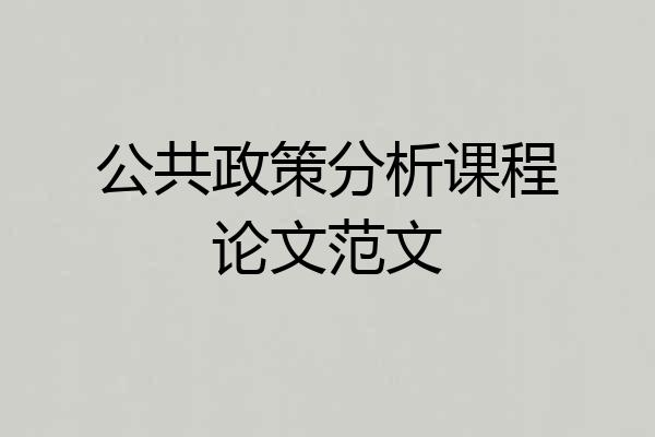 公共政策分析课程论文范文