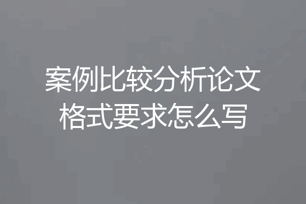 案例比较分析论文格式要求怎么写