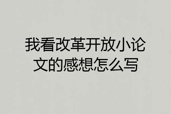 我看改革开放小论文的感想怎么写