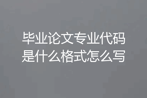 毕业论文专业代码是什么格式怎么写