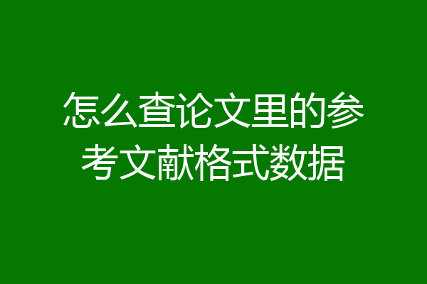 怎么查论文里的参考文献格式数据