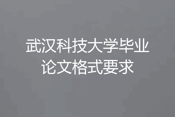 武汉科技大学毕业论文格式要求
