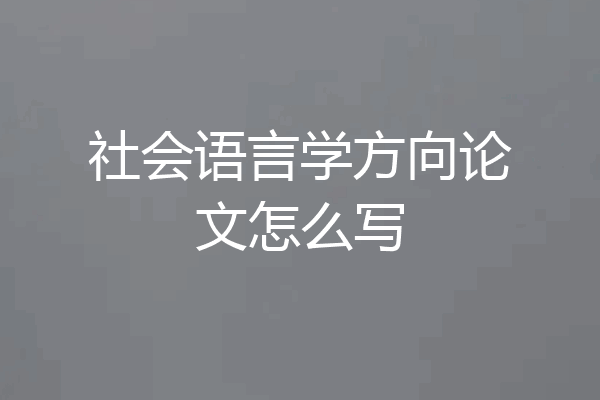 社会语言学方向论文怎么写