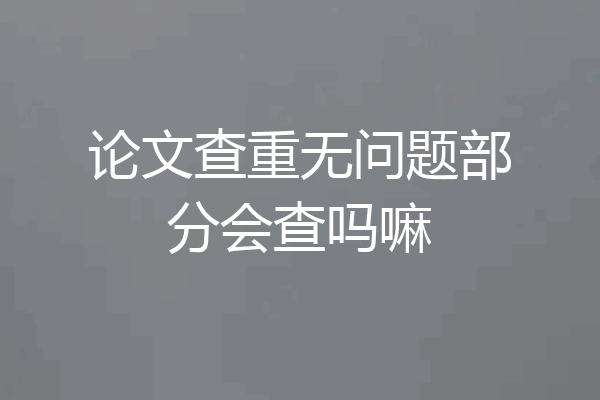 论文查重无问题部分会查吗嘛