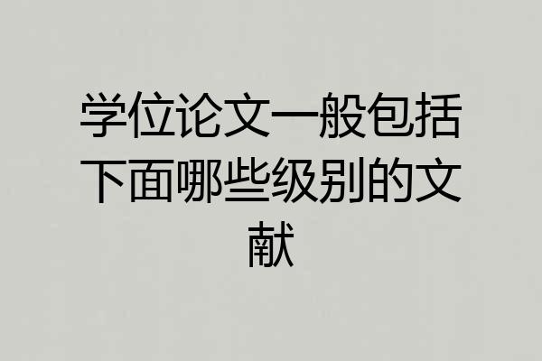 学位论文一般包括下面哪些级别的文献