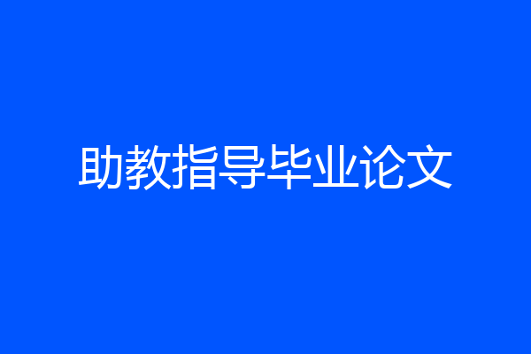 助教指导毕业论文