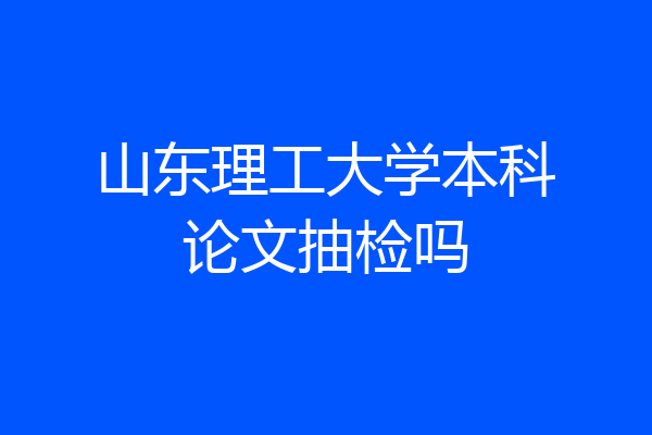 山东理工大学本科论文抽检吗