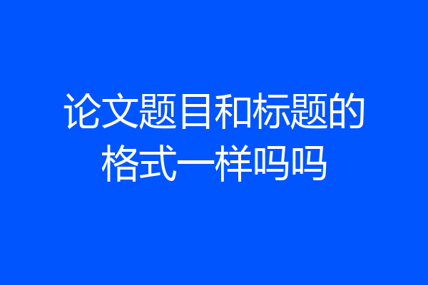 论文题目和标题的格式一样吗吗