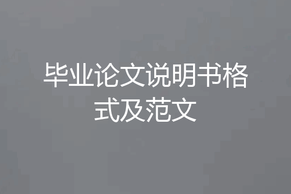 毕业论文说明书格式及范文
