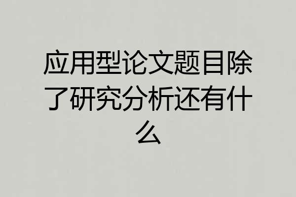 应用型论文题目除了研究分析还有什么
