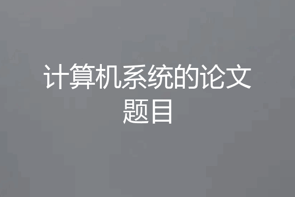 计算机系统的论文题目