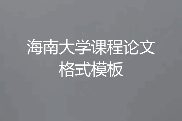 海南大学课程论文格式模板