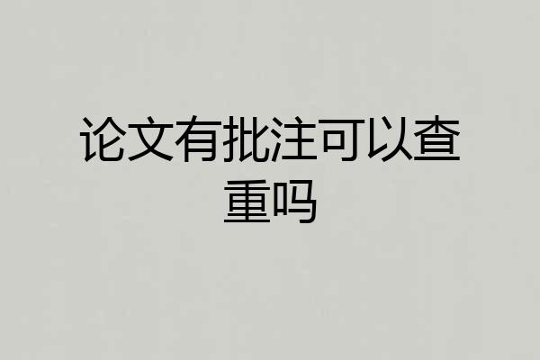 论文有批注可以查重吗