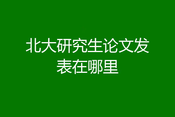 北大研究生论文发表在哪里