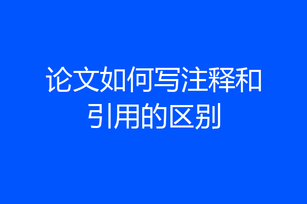 论文如何写注释和引用的区别