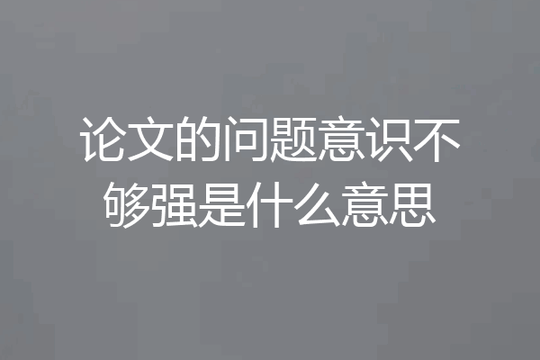 论文的问题意识不够强是什么意思