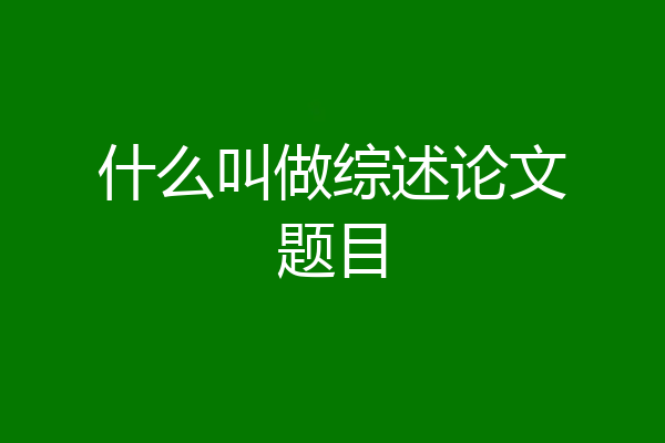 什么叫做综述论文题目