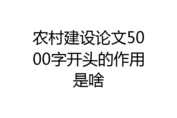 农村建设论文5000字开头的作用是啥