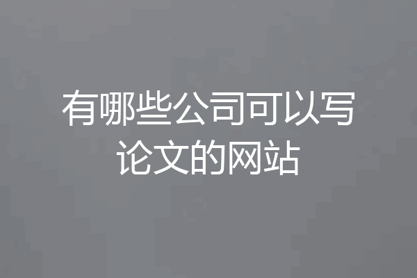 有哪些公司可以写论文的网站
