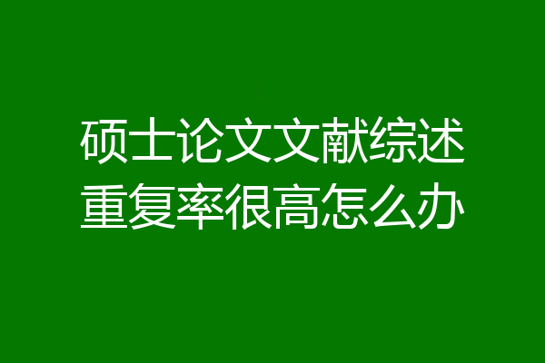 硕士论文文献综述重复率很高怎么办