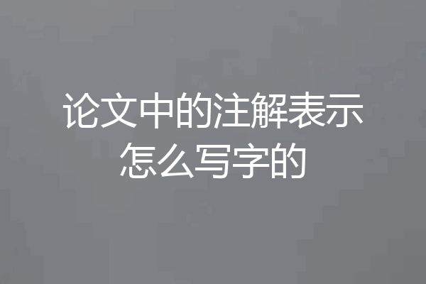 论文中的注解表示怎么写字的