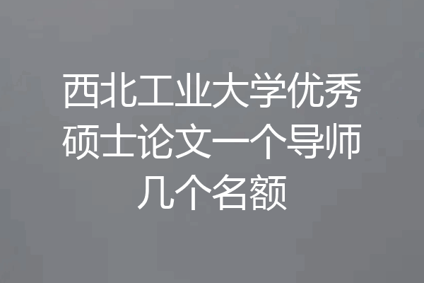 西北工业大学优秀硕士论文一个导师几个名额