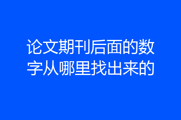 论文期刊后面的数字从哪里找出来的