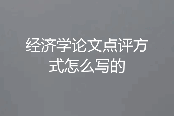 经济学论文点评方式怎么写的
