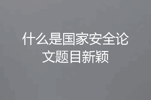 什么是国家安全论文题目新颖