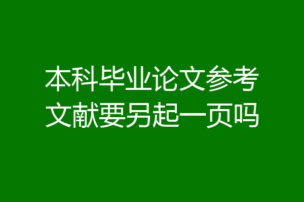 本科毕业论文参考文献要另起一页吗