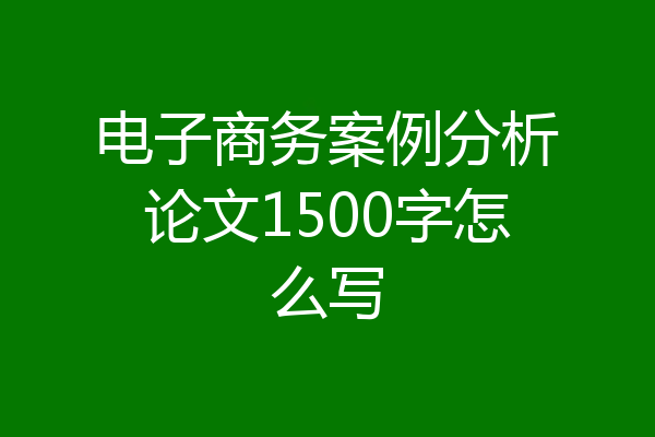 电子商务案例分析论文1500字怎么写