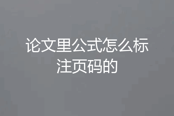 论文里公式怎么标注页码的