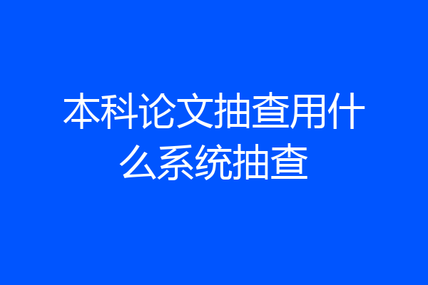 本科论文抽查用什么系统抽查