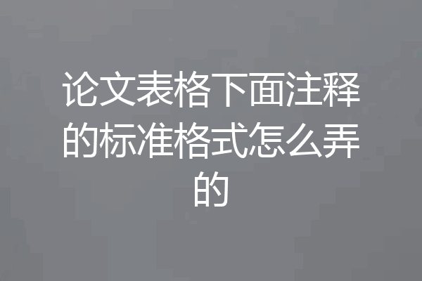 论文表格下面注释的标准格式怎么弄的